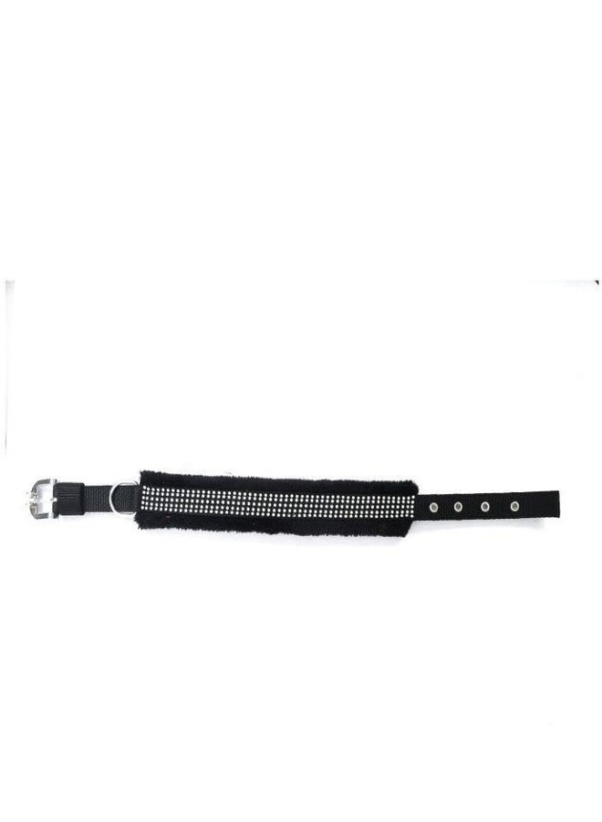 THE DDS STORE Nylon Collar and Leash with Soft Fur, Pet Dog Soft Padded Nylon Dog Collar & Leash -2 Piece Set (Medium, Black) - Image 2